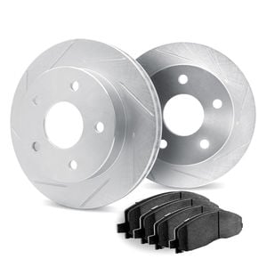 Dynamic Friction 2712-76042 - Front Brake Kit - Slotted Coated Carbon Alloy Brake Rotor and Active Performance 309 Brake Pads