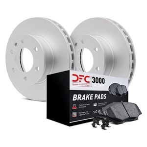 Dynamic Friction 4314-07002 - Front and Rear Brake Kit - Coated Brake Rotors and 3000 Ceramic Brake Pads with Hardware