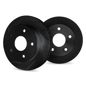 Dynamic Friction 3004-54013 - Front and Rear Slotted Black Rotors Includes Drums