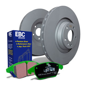 EBC Brakes S14KR1017 - Rear S14 Greenstuff Disc Brake Pad Set and RK Smooth Disc Brake Rotors, 2-Wheel Set