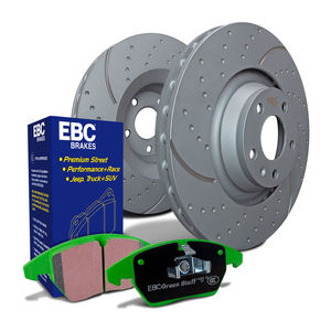EBC Brakes S10KF1064 - Front S10 Greenstuff 2000 Brake Pads and GD Slotted and Dimpled Brake Rotors, 2-Wheel Set