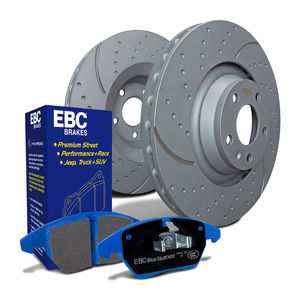 EBC Brakes S6KF1126 - Front S6 Bluestuff Brake Pad Set and GD Slotted and Dimpled Brake Rotors, 2-Wheel Set