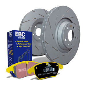 EBC Brakes S9KF1095 - Front S9 Yellowstuff Brake Pad Set and USR Sport Slotted Brake Rotors, 2-Wheel Set