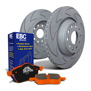 EBC Brakes S7KF1025 - Front S7 Orangestuff Brake Pads and BSD V Slot High Carbon Brake Rotors, 2-Wheel Set
