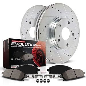 PowerStop K15520DK - Front and Rear Z23 Daily Driver Carbon-Ceramic Pads, Drilled + Slotted Rotors, Drum + Shoe Kit