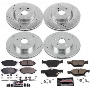 PowerStop K7028 - Front and Rear Z23 Drilled and Slotted Brake Rotors and Pads Kit