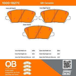 Quality-Built 1000-1827C - Front QB Ceramic Brake Pad Set