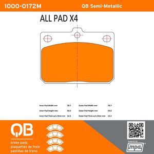 Quality-Built 1000-0172M - Front QB Semi-Metallic Brake Pad Set
