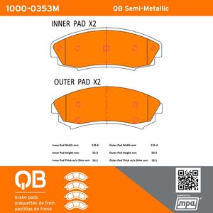 Quality-Built 1000-0353M - Front QB Semi-Metallic Brake Pad Set