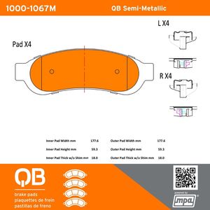 Quality-Built 1000-1067M - Rear QB Semi-Metallic Brake Pad Set