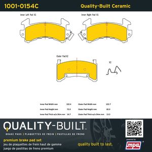 Quality-Built 1001-0154C - Front Premium Ceramic Brake Pad Set with Hardware