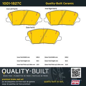Quality-Built 1001-1827C - Front Premium Ceramic Brake Pad Set