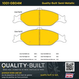 Quality-Built 1001-0804M - Front Premium Semi-Metallic Brake Pad Set