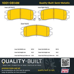 Quality-Built 1001-0814M - Rear Premium Semi-Metallic Brake Pad Set