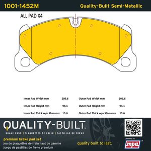 Quality-Built 1001-1452M - Front Premium Semi-Metallic Brake Pad Set
