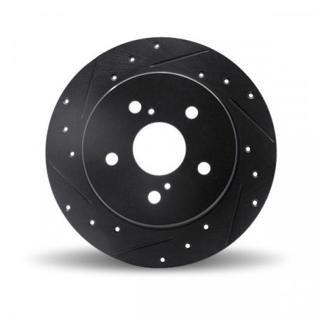 Dynamic Friction 633-72022L - Drilled and Slotted Black Zinc Brake Rotor