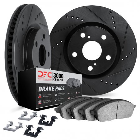 Dynamic Friction Brake Kit - 227 Zinc Coated Drilled & Slotted Rotors With 3000 Ceramic Brake Pads