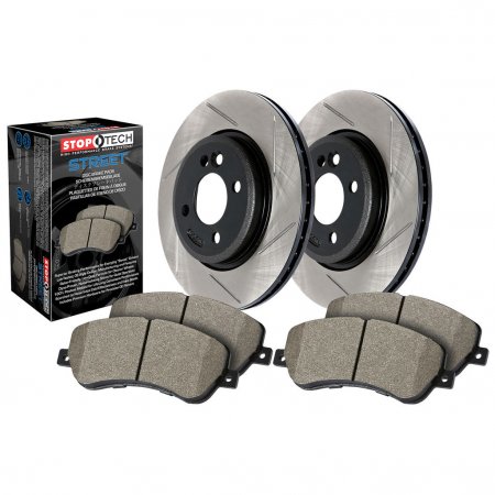 Stoptech 937.44076 - Street Disc Brake Rotor and Pad Kit, Slotted, 2-Wheel Set
