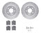 Dynamic Friction 7512-63040 - Brake Kit - Silver Zinc Coated Drilled and Slotted Rotors and 5000 Brake Pads with Hardware