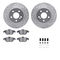 Dynamic Friction 7512-63056 - Brake Kit - Silver Zinc Coated Drilled and Slotted Rotors and 5000 Brake Pads with Hardware