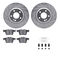 Dynamic Friction 7512-63068 - Brake Kit - Silver Zinc Coated Drilled and Slotted Rotors and 5000 Brake Pads with Hardware