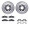 Dynamic Friction 7512-52064 - Brake Kit - Silver Zinc Coated Drilled and Slotted Rotors and 5000 Brake Pads with Hardware