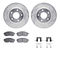 Dynamic Friction 7512-67071 - Brake Kit - Silver Zinc Coated Drilled and Slotted Rotors and 5000 Brake Pads with Hardware