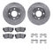 Dynamic Friction 7512-67103 - Brake Kit - Silver Zinc Coated Drilled and Slotted Rotors and 5000 Brake Pads with Hardware