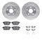 Dynamic Friction 7512-76139 - Brake Kit - Silver Zinc Coated Drilled and Slotted Rotors and 5000 Brake Pads with Hardware