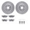 Dynamic Friction 7512-13052 - Brake Kit - Silver Zinc Coated Drilled and Slotted Rotors and 5000 Brake Pads with Hardware