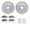 Dynamic Friction 7512-13054 - Brake Kit - Silver Zinc Coated Drilled and Slotted Rotors and 5000 Brake Pads with Hardware