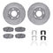 Dynamic Friction 7512-03074 - Brake Kit - Drilled and Slotted Silver Rotors with 5000 Advanced Brake Pads includes Hardware
