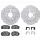 Dynamic Friction 2512-03009 - Brake Kit - Coated Drilled and Slotted Brake Rotors and 5000 Advanced Brake Pads with Hardware